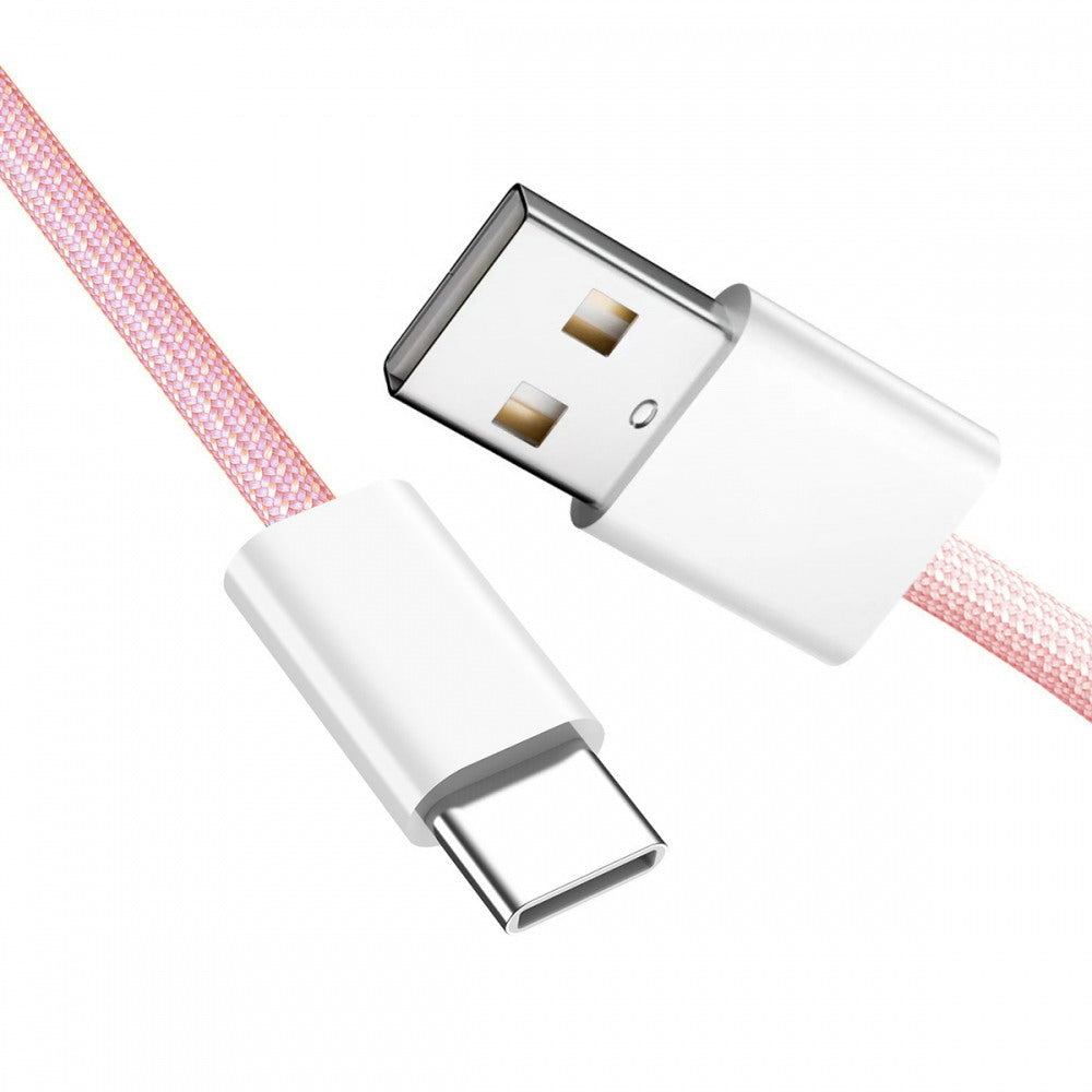 USB-C Type C Male to Type-A Male 15W 5V3A Power 480Mbps Data Cable Pink Sleeve for Phone & Tablet