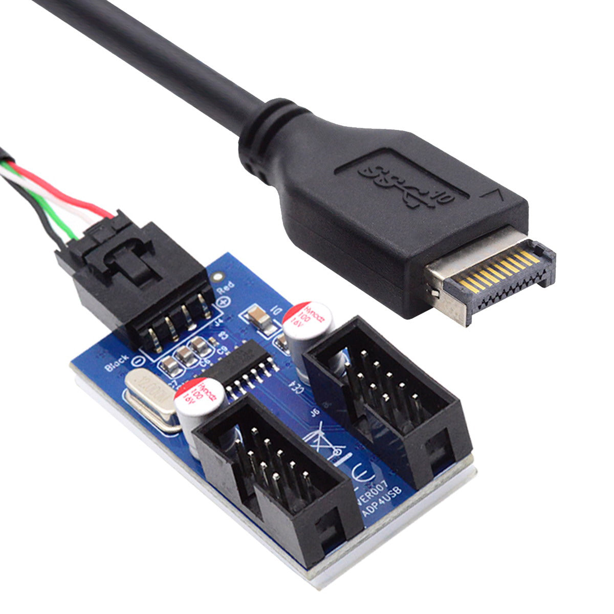 USB 3.1 Front Panel Header Type-E to 4pin IDC Housing USB Type-A Male 1 to 2 Female Motherboard 9pin Header HUB Adapter Port Multiplier