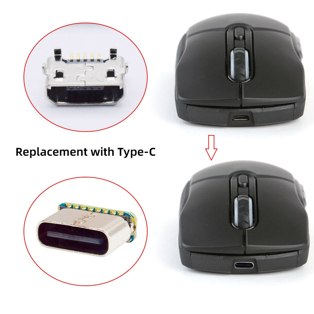 5pcs/lot DIY Solder Type-C Female Socket Connector Replace for Micro-USB 5Pin Female SMT Type DC 5V Power