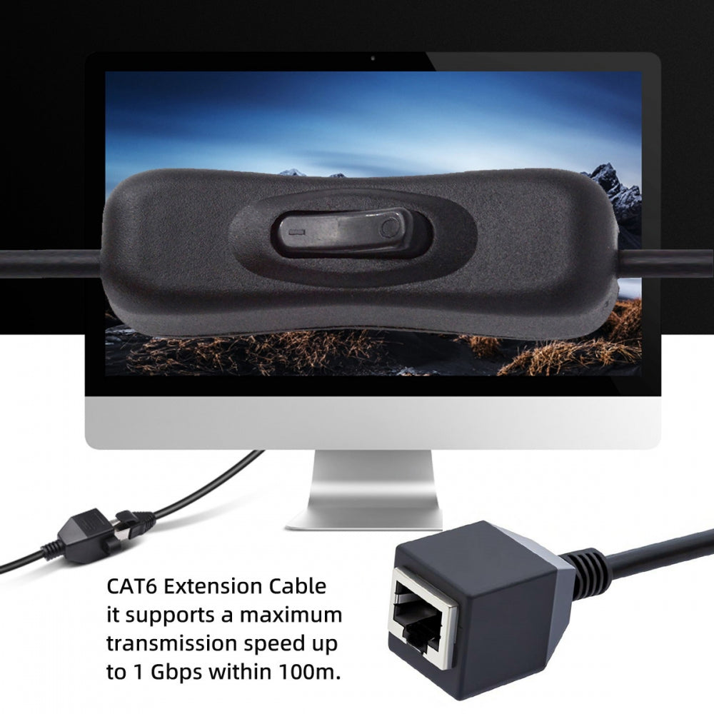 RJ45 CAT6 8P8C STP UTP Male to Female Extension Cable with 304 Singal Switch On/Off LAN Ethernet Network Patch Cord