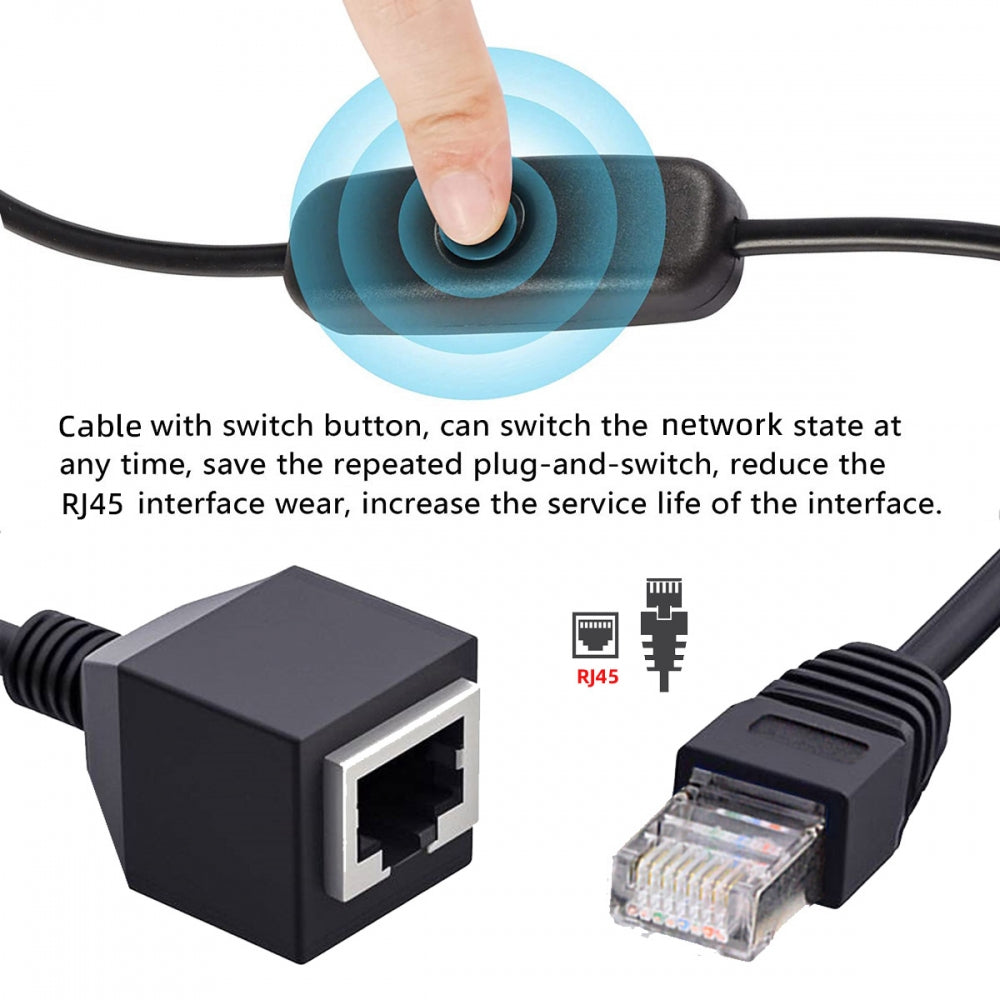 RJ45 CAT6 8P8C STP UTP Male to Female Extension Cable with 304 Singal Switch On/Off LAN Ethernet Network Patch Cord