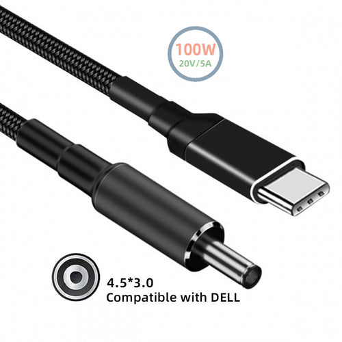 100W Type C USB-C Input to 20V DC 4.5*3.0mm Output Power 20V 5A 65W PD Charge Cable compatible with DELL-Laptop