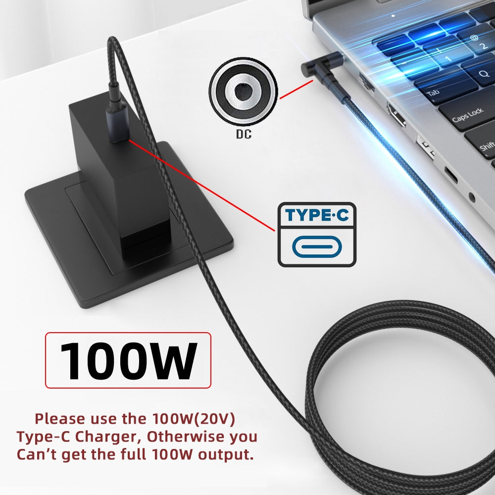 100W Type C USB-C Input to 20V DC 4.5*3.0mm Output Power 20V 5A 65W PD Charge Cable compatible with HP-Laptop