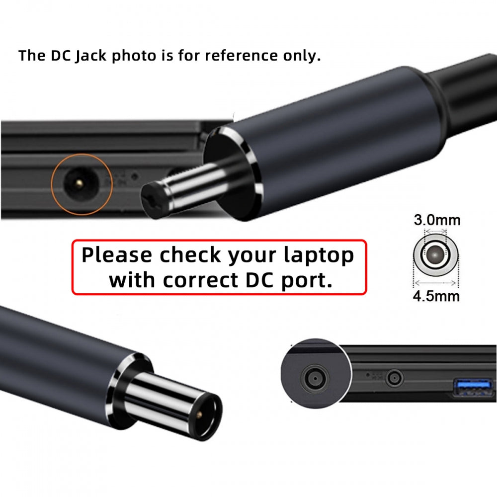 100W Type C USB-C Input to 20V DC 4.5*3.0mm Output Power 20V 5A 65W PD Charge Cable compatible with HP-Laptop