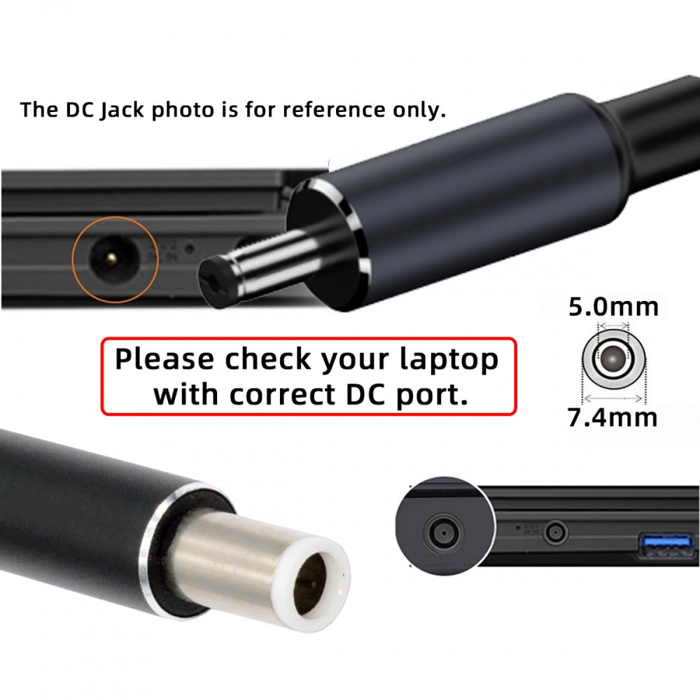 100W Type C USB-C Input to 20V DC 7.4*5.0mm Output Power 20V 5A 65W PD Charge Cable compatible with DELL-Laptop