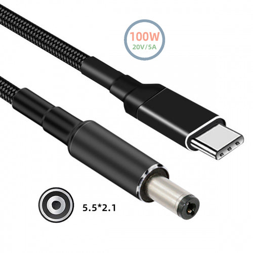 100W Type C USB-C Input to 20V DC 5.5*2.1mm Output Power 20V 5A 65W PD Charge Cable for Laptop