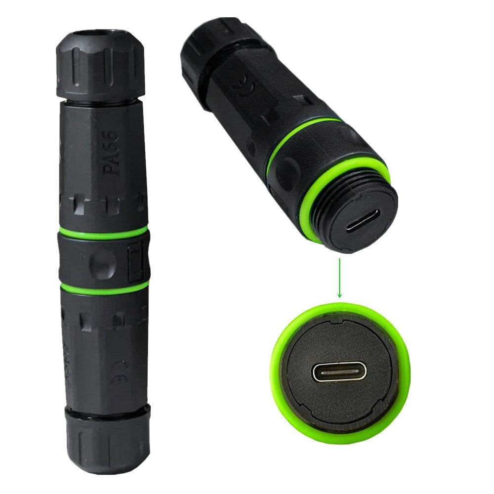 M20 Locking IP68 Waterproof Type-C 10Gbps USB3.1 Female to USB-C Female Extension Adapter Coupler