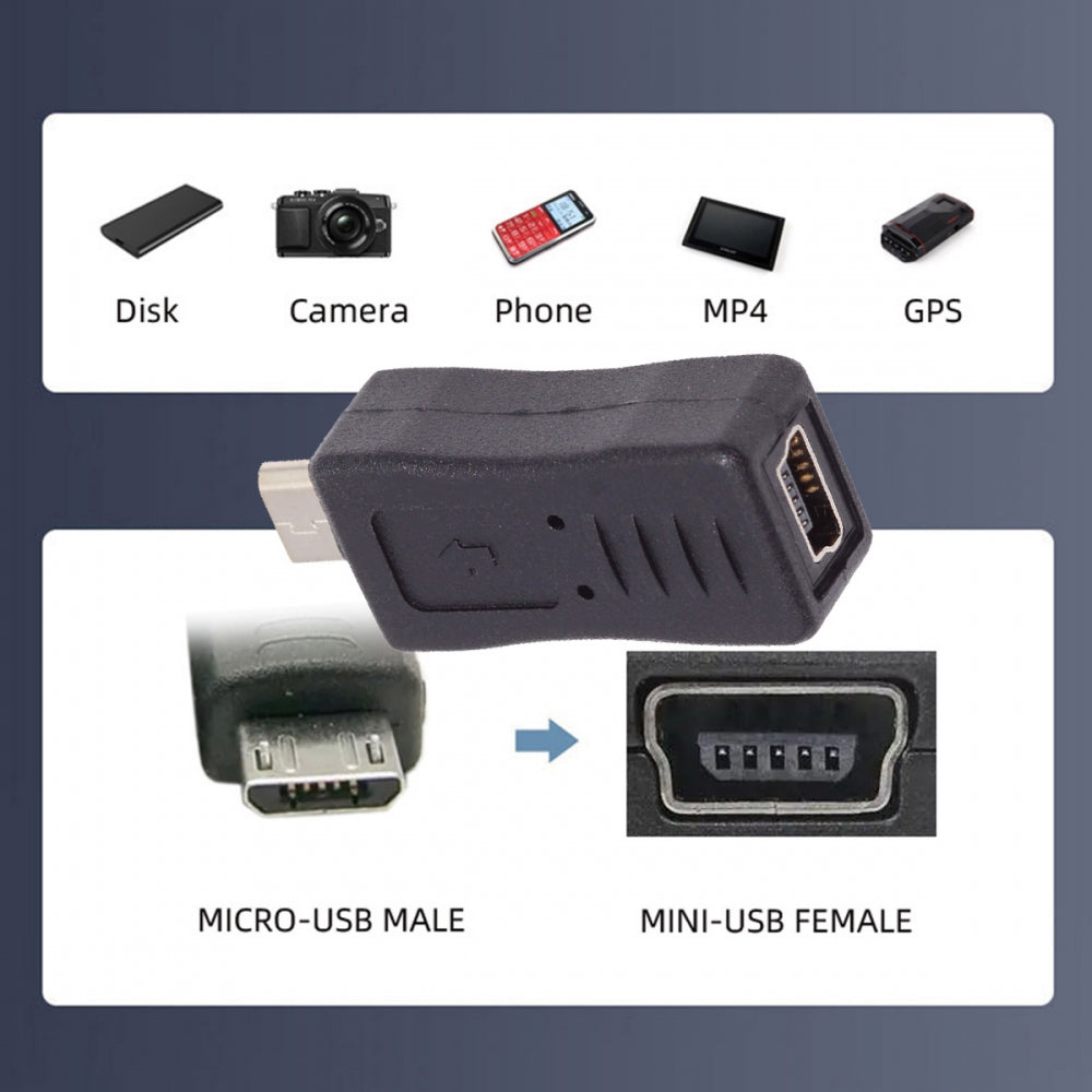 2pcs/lot Mini USB2.0 Male to Micro Female and Micro USB Male to Mini-USB Female Extension Connector Adapter