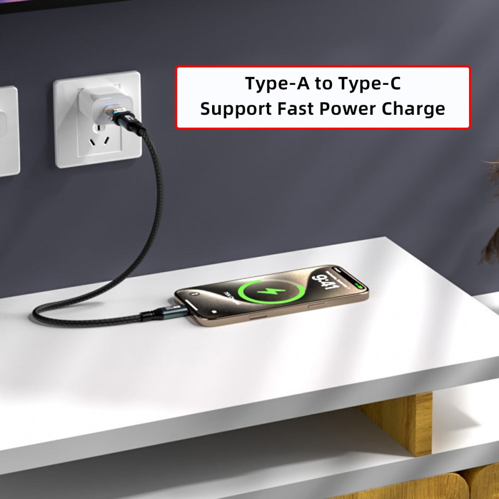3pcs/lot Type-C Smart LED USB-C to USB3.2 Type-A Adapter OTG 10Gbps 40Gbps 120W 240W Data Fast Charging Tester Detector