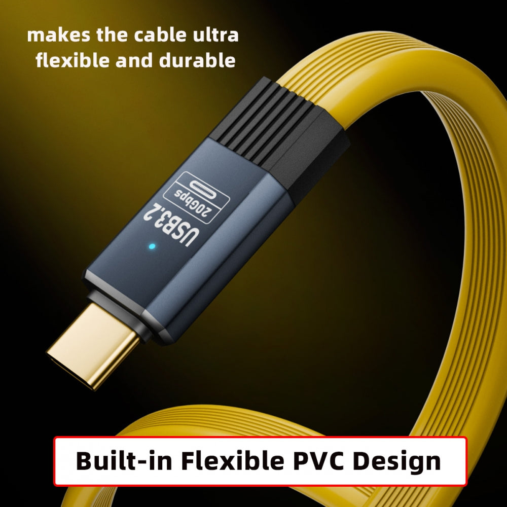 USB4 Male to Female Extension Cable 20Gbps Flat Slim FPC Cable with 100W and 8K 5K USB4.0 Type-C Compatible with Thunderbolt3/4