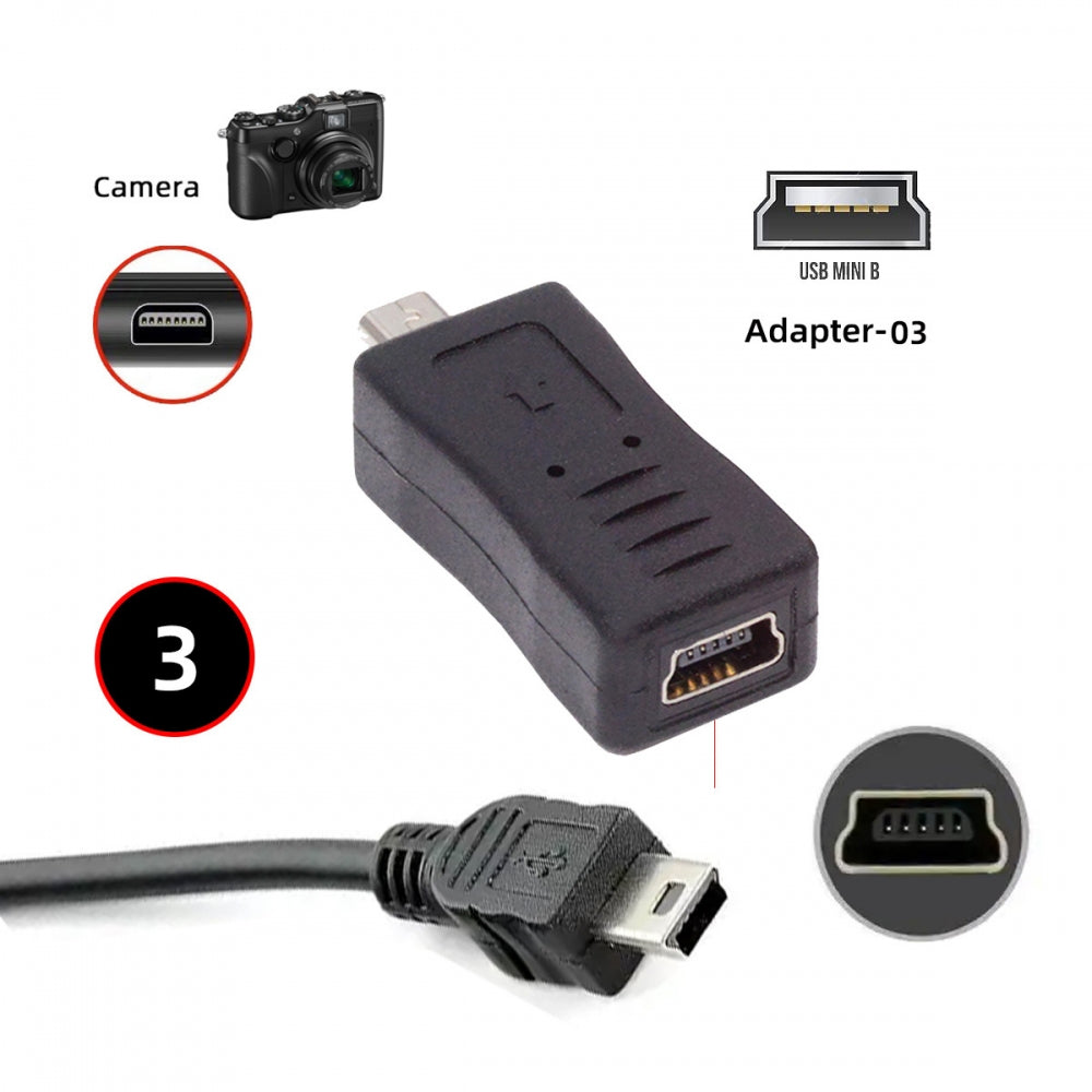 3pcs/set USB-C Type-C Micro Mini USB Female to Camera Mini 8P Data Power Adapter for Coolpix UC-E6 UC-E16 UC-E17 DSC-W DMC-S EX-Z
