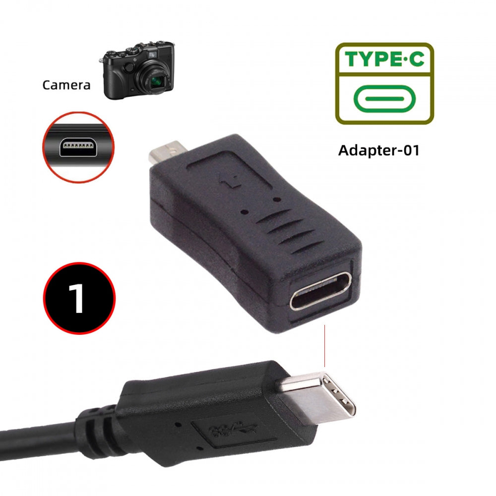3pcs/set USB-C Type-C Micro Mini USB Female to Camera Mini 8P Data Power Adapter for Coolpix UC-E6 UC-E16 UC-E17 DSC-W DMC-S EX-Z