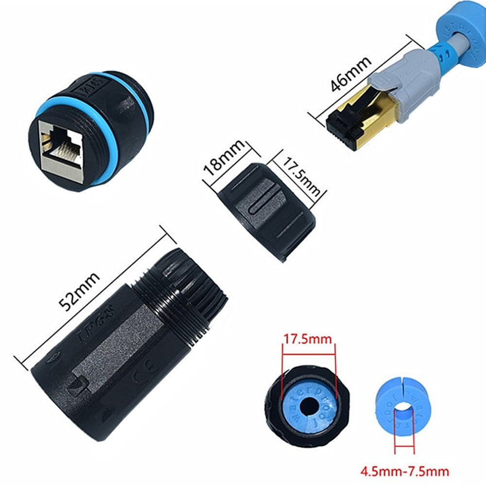 M20 Locking IP68 Waterproof UTP STP RJ45 Female to CAT6 Female Networking Patch Extension Adapter Coupler