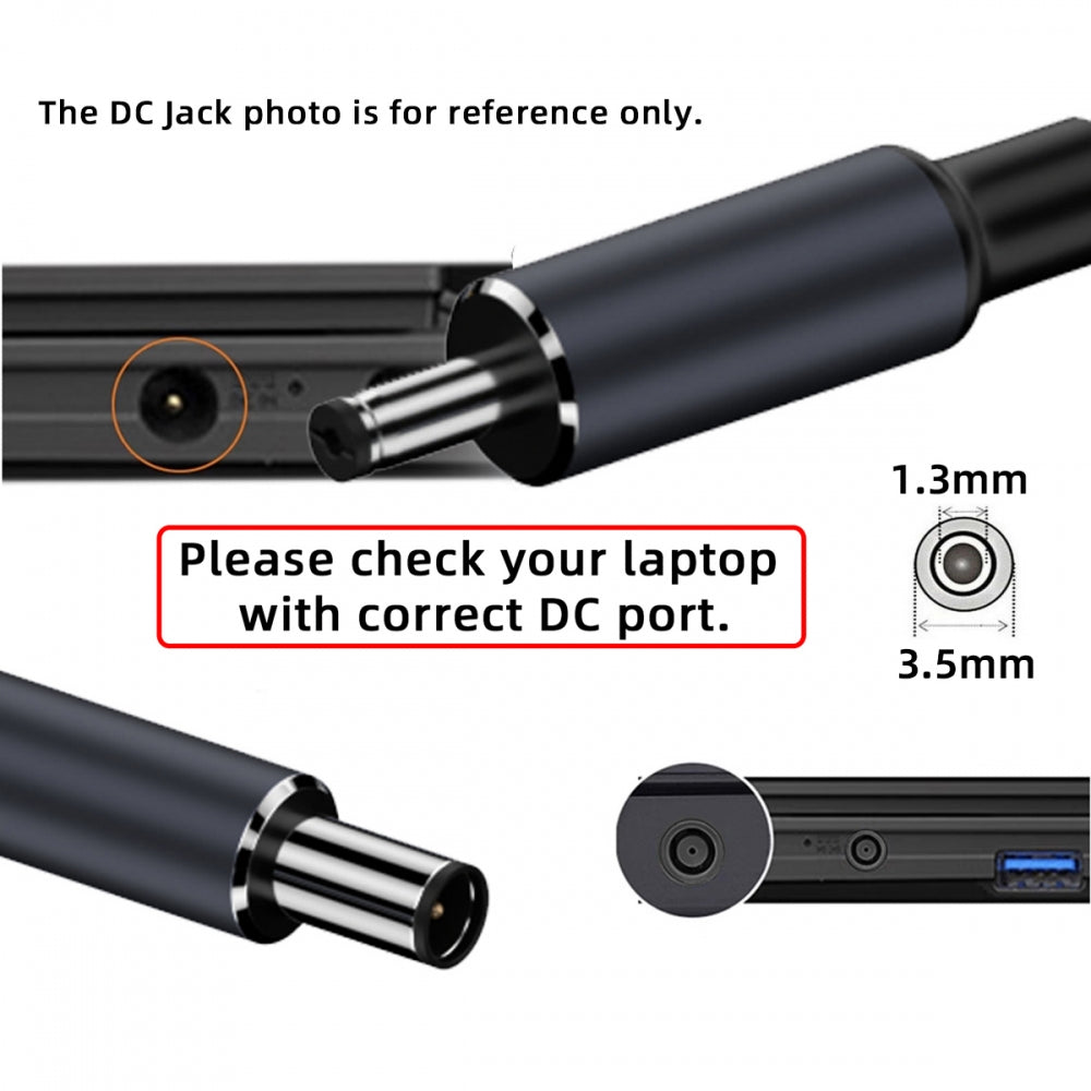 Type-C USB-C Input to DC 3.5x1.35mm Jack Smart LED Display 100W Output Power 20V 5A PD Charge 65W Adapter for Laptop
