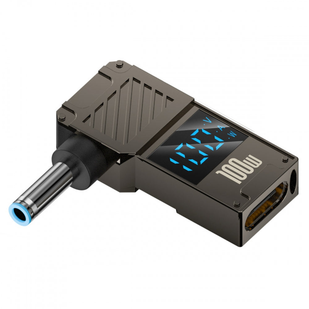 Type-C USB-C Input to DC 4.5x3.0mm Jack Smart LED Display 100W Output Power 20V 5A PD Charge 65W Adapter Compatible with Laptop