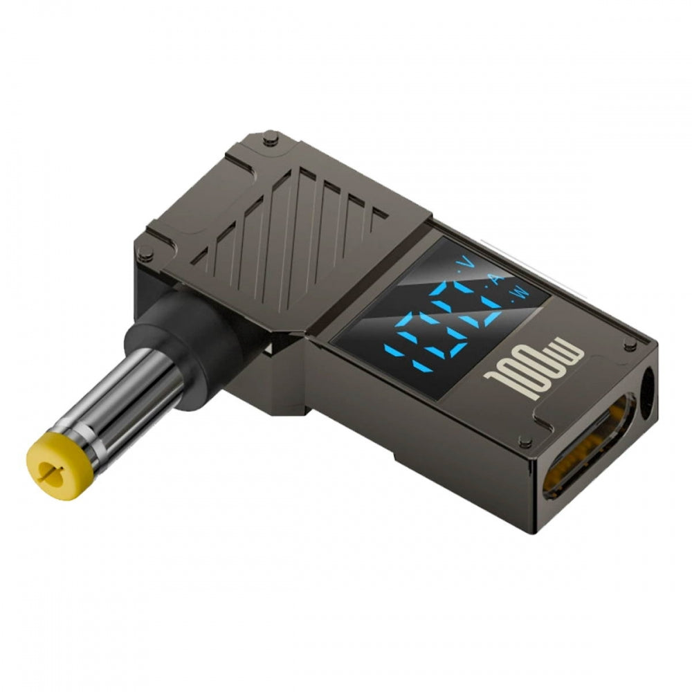 Type-C USB-C Input to DC 5.5x2.5mm Jack Smart LED Display 100W Output Power 20V 5A PD Charge 65W Adapter for Laptop