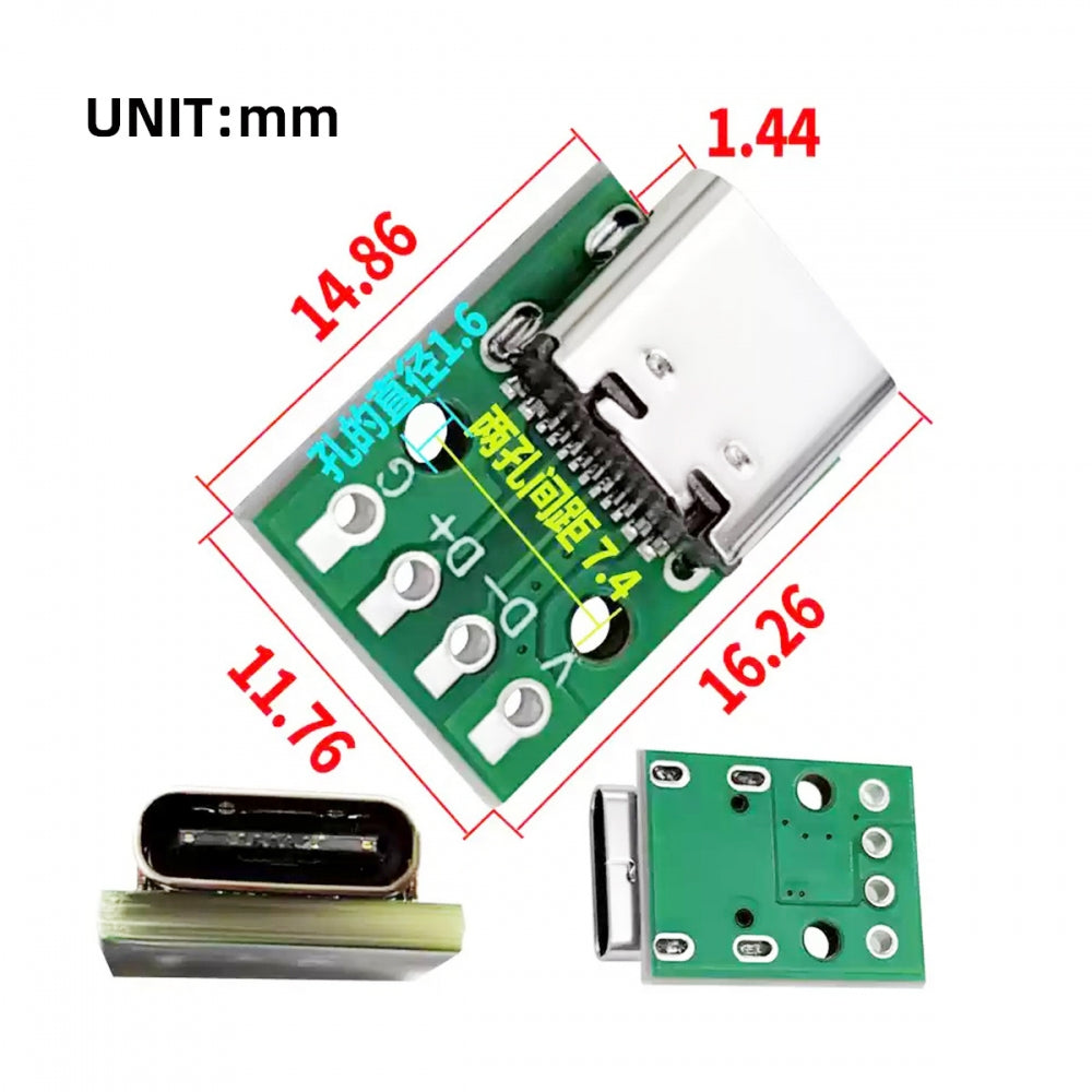 5pcs/set DIY OEM Type C Female Socket Connector to PCBA 4Pin USB2.0 Pinout DC 5V Power