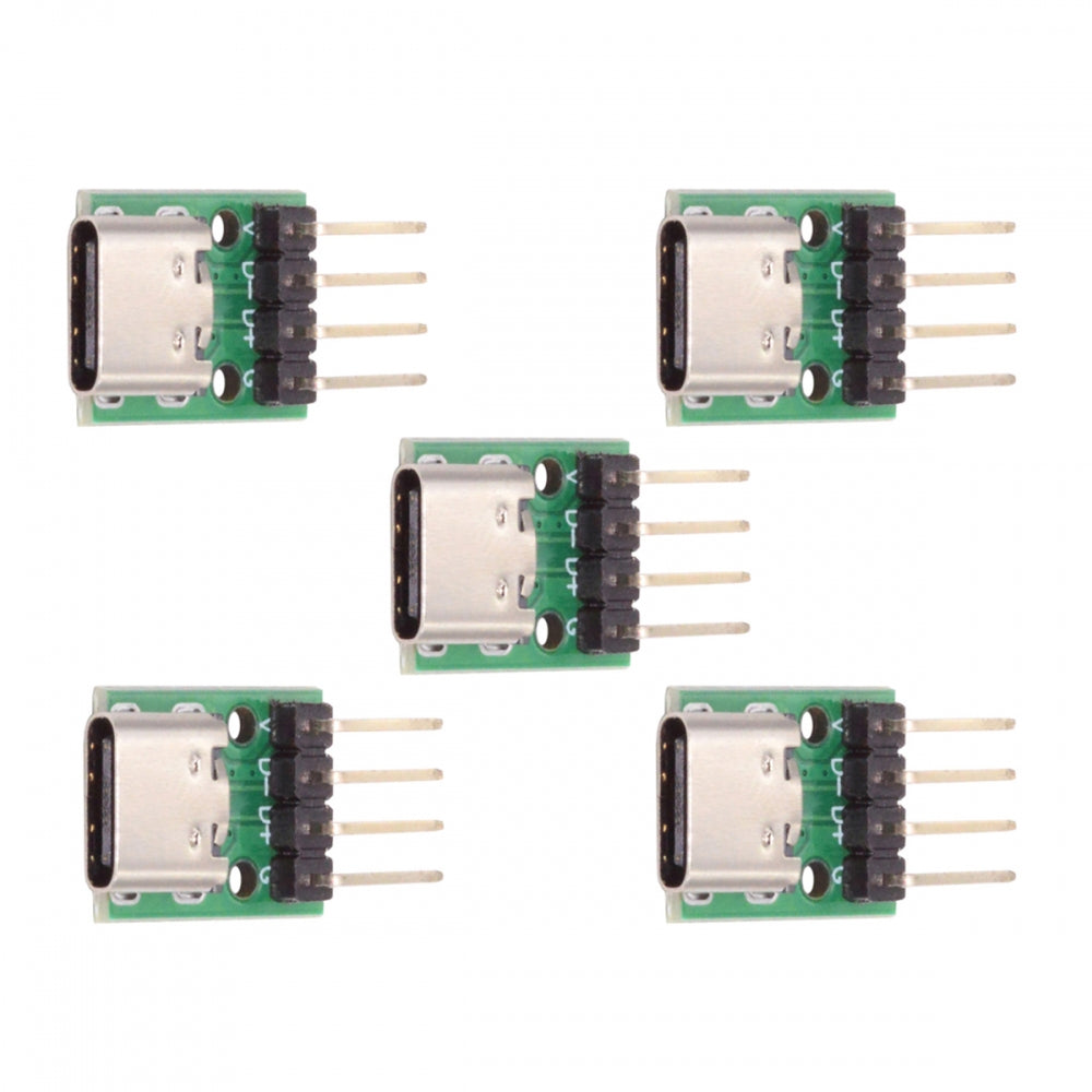 5pcs/set DIY OEM Type C Female Socket Connector to 4Pin Pitch=2.54mm Contact Header Horizontal USB2.0 Pinout DC 5V Power