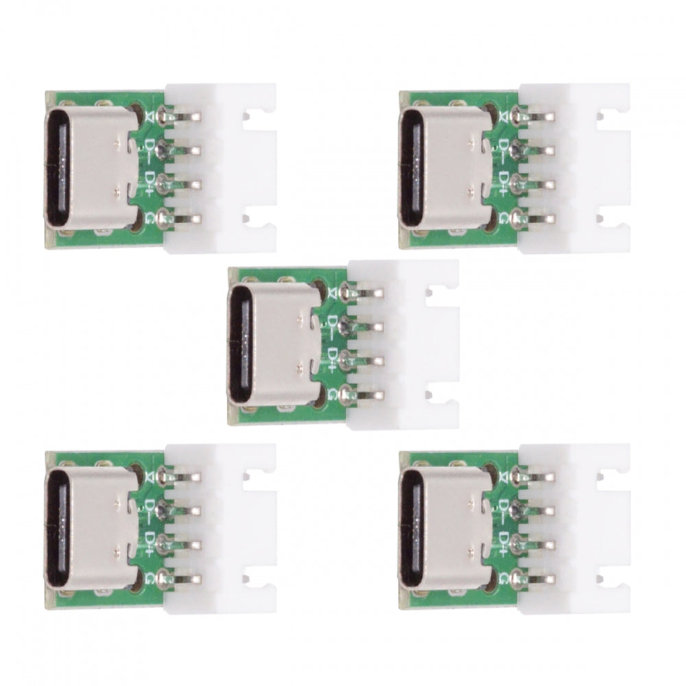 5pcs/set DIY OEM Type C Female Socket Connector to 4Pin Pitch=2.54mm Wafer Socket Horizontal USB2.0 Pinout DC 5V Power