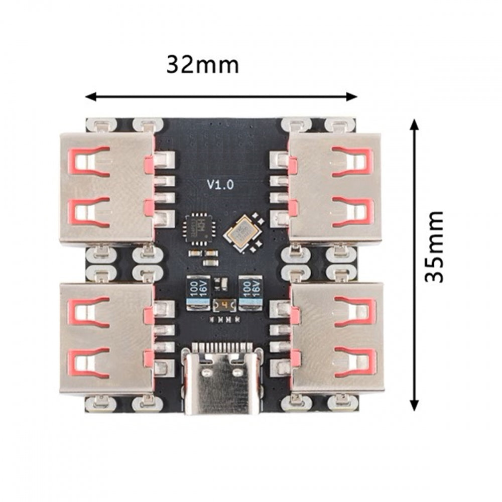 USB 2.0 1-to-4 Four Ports HUB PCBA PCs 4 Devices Type-C for Keyboard Mouse Scanner Printer