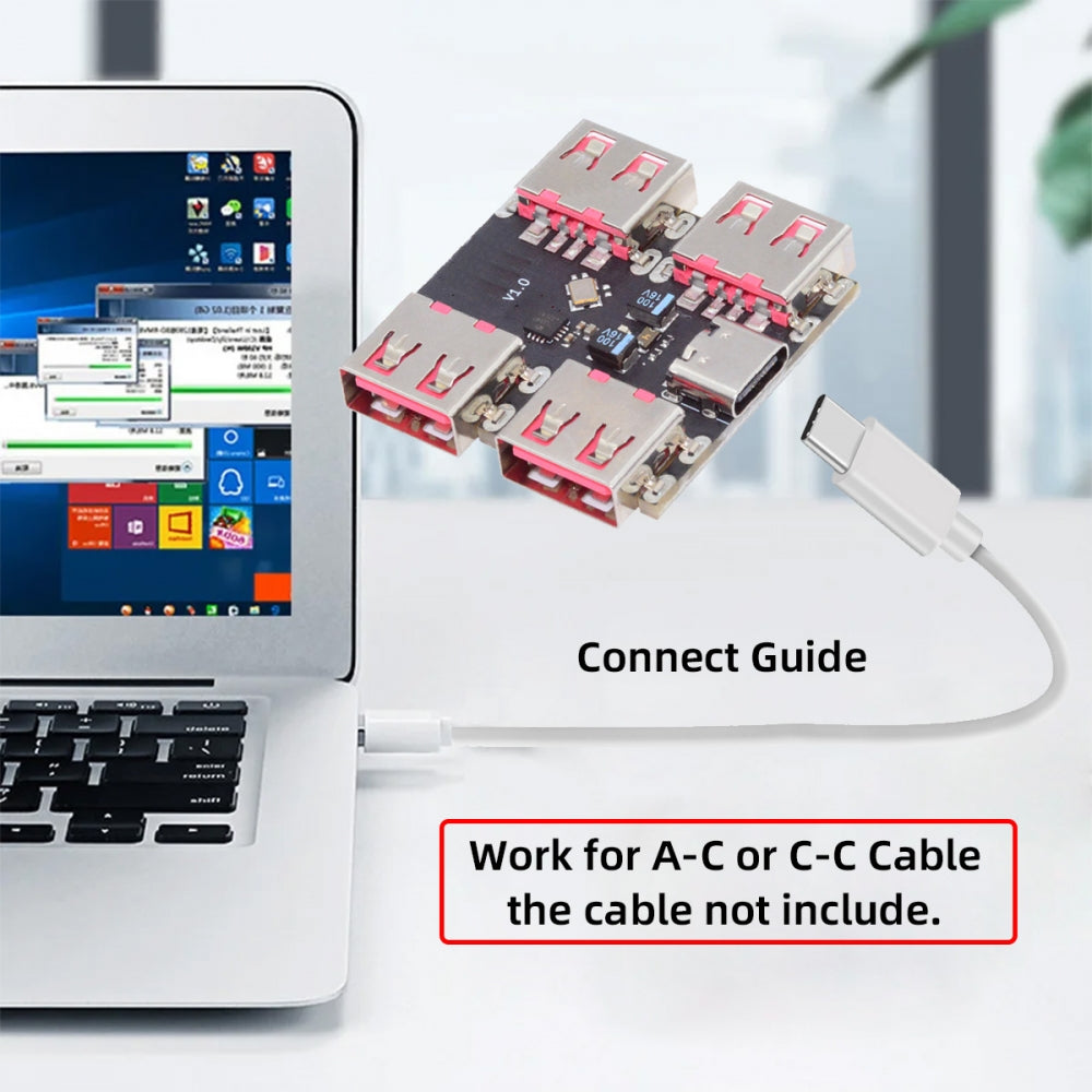 USB 2.0 1-to-4 Four Ports HUB PCBA PCs 4 Devices Type-C for Keyboard Mouse Scanner Printer