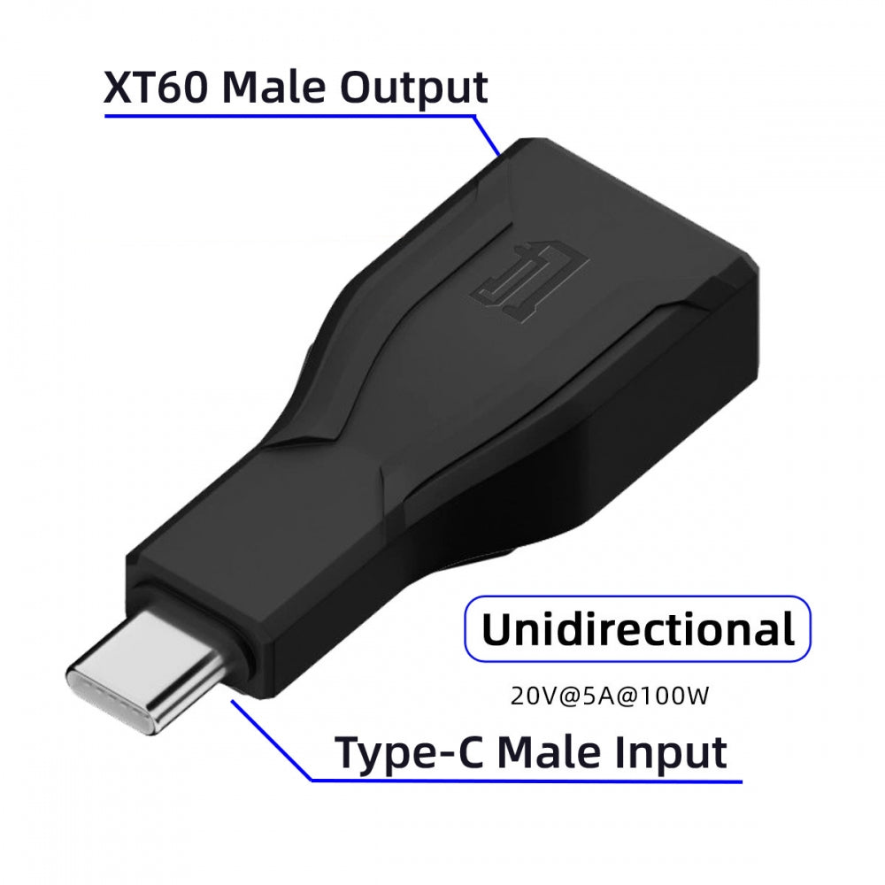 Type-C Male Input 100W 20V 5A PD to XT60 Male Output SC100 Protocol Fast Charging Adapter for RC Lipo Battery Quadcopter