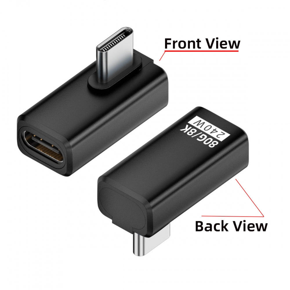 USB5.0 80Gbps Male to Female Extension Adapter  Low Profile Left Right Angled with 240W 16K 8K 5K Compatible with USB4.0 Thunderbolt3/4/5