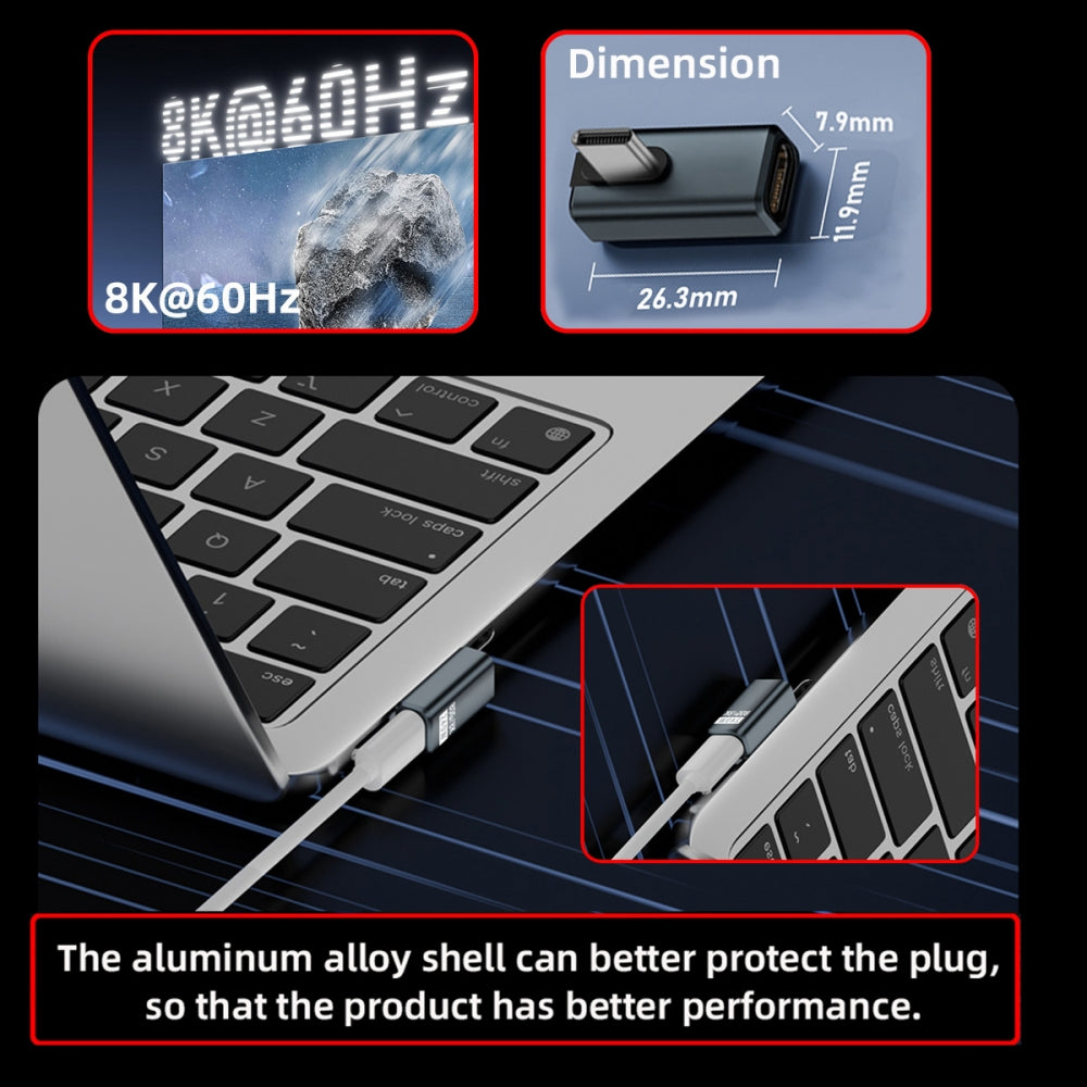 USB5.0 80Gbps Male to Female Extension Adapter  Low Profile Left Right Angled with 240W 16K 8K 5K Compatible with USB4.0 Thunderbolt3/4/5