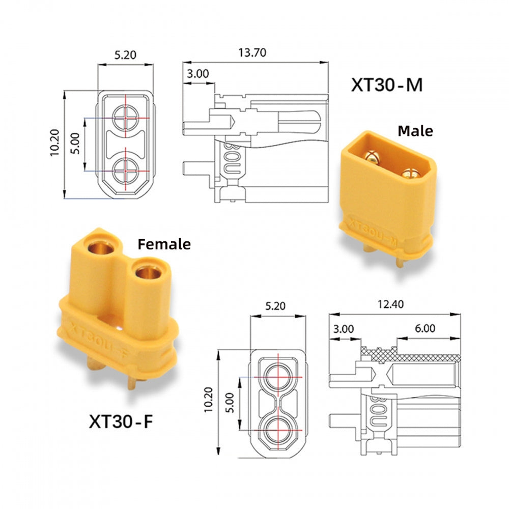 Type-C Male Input 100W 20V 5A PD to XT30 Male Output SC100 Protocol Fast Charging Adapter for RC Lipo Battery Quadcopter