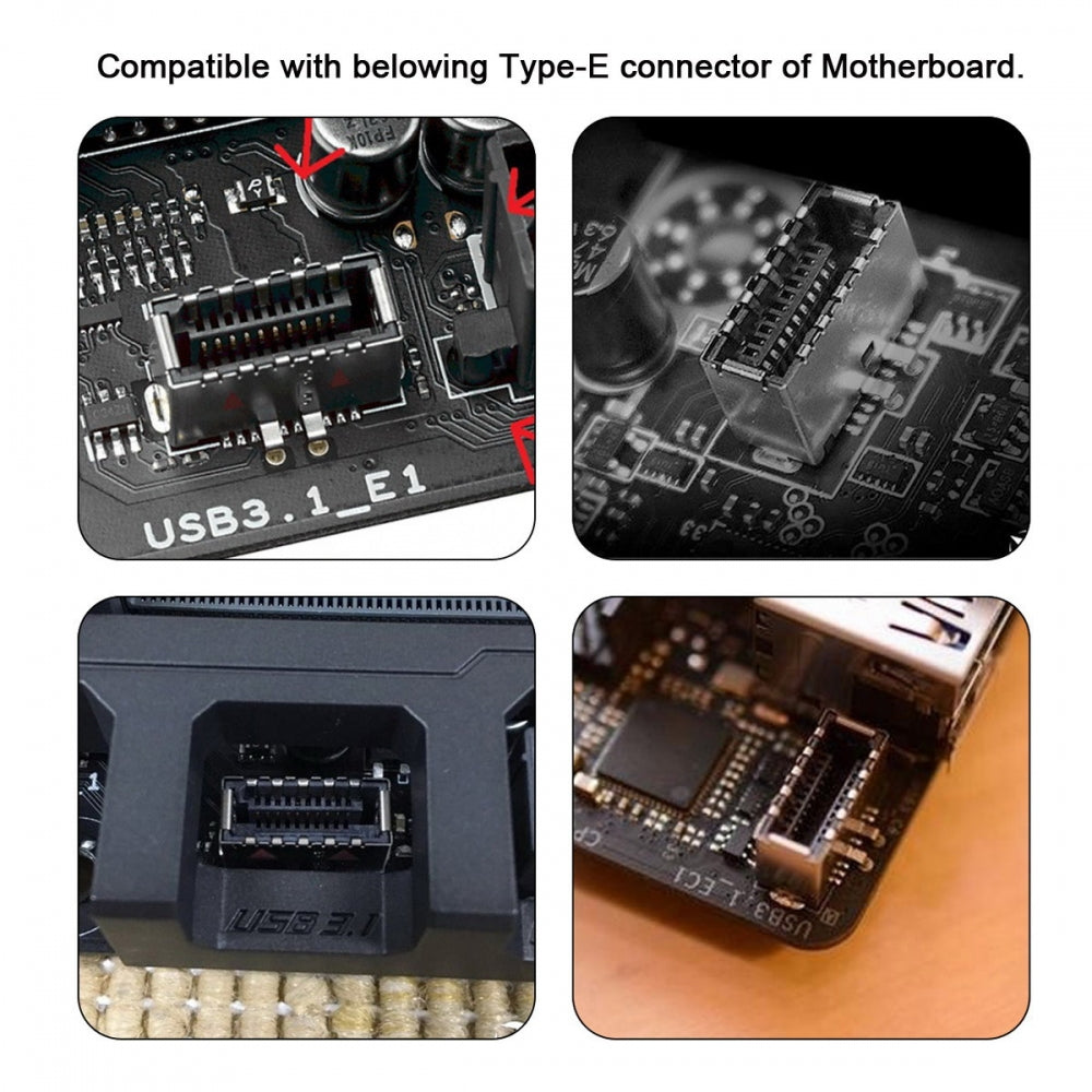 USB 3.1 Front Panel Header Male Type-E to Type-C USB-C Female Motherboard Extension Data Adapter