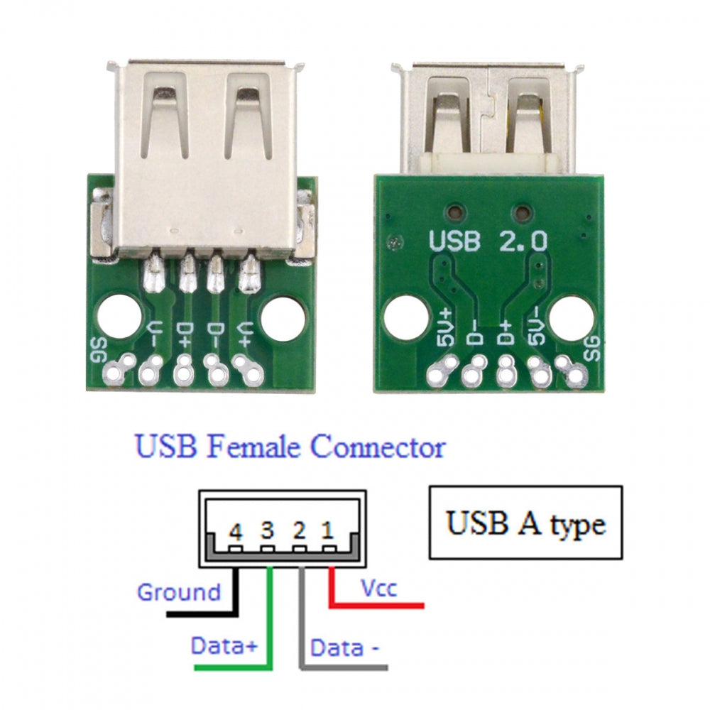 5pcs/set DIY OEM USB2.0 Type-A Female Receptacle Socket Connector with Flange PCB Mounting Assembly Solder Type 480Mbps