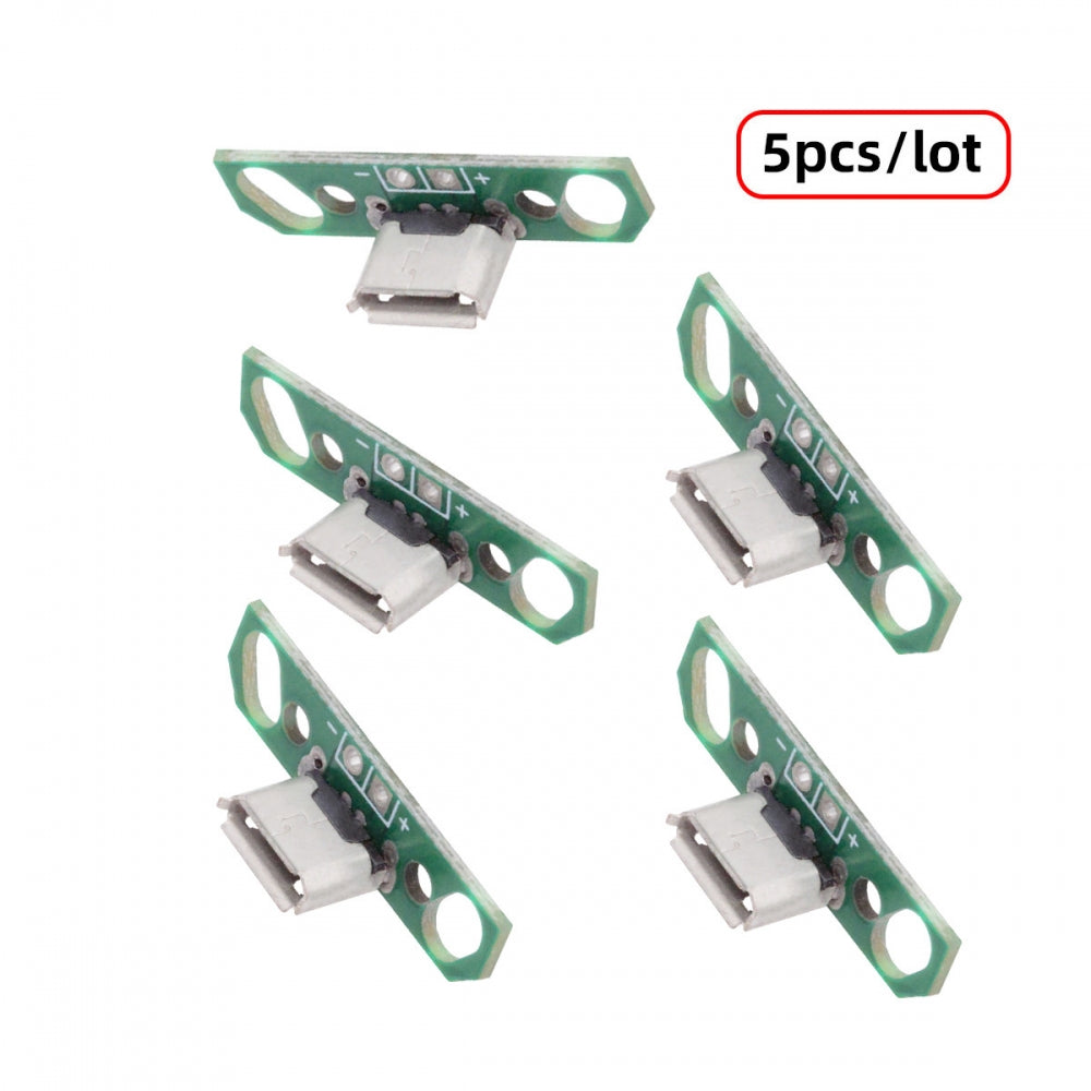 5pcs/set DIY OEM Micro USB2.0 Female Receptacle Socket Connector with Flange PCB Mounting Assembly Solder Type