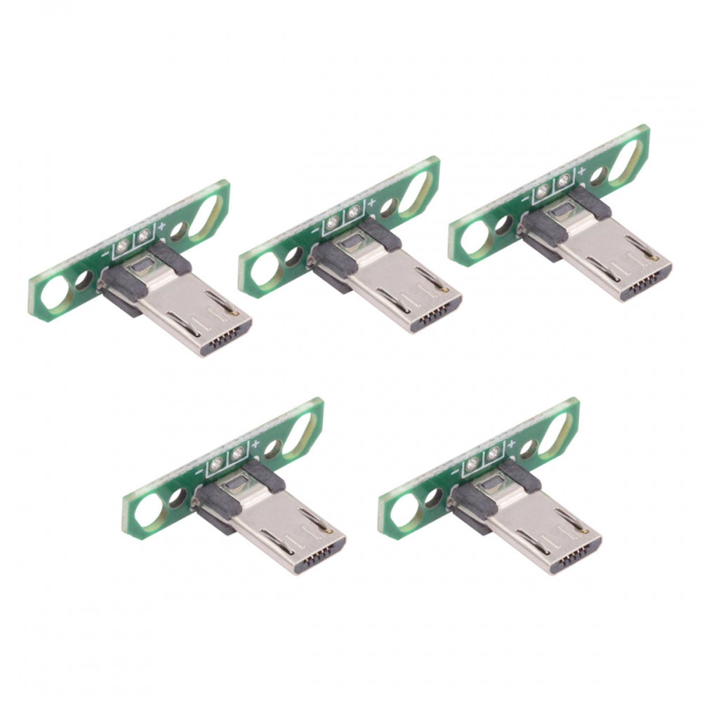 5pcs/set DIY OEM Micro USB2.0 Male Plug Long Connector 13mm Length with PCB Mounting Assembly Solder Type