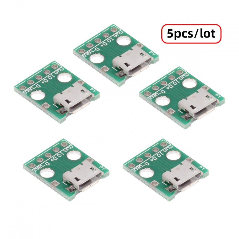 5pcs/set DIY OEM USB2.0 Micro-B Female Receptacle Socket Connector with Flange PCB Mounting Assembly Solder Type 480Mbps