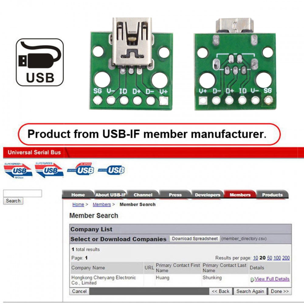 5pcs/set DIY OEM USB2.0 Mini-B Female Receptacle Socket Connector Horizontal with PCB Mounting Assembly Solder Type 480Mbps