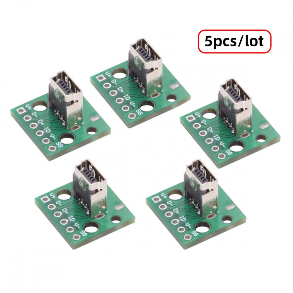 5pcs/set DIY OEM USB2.0 Mini-B Female Receptacle Socket Connector Vertical with PCB Mounting Assembly Solder Type 480Mbps