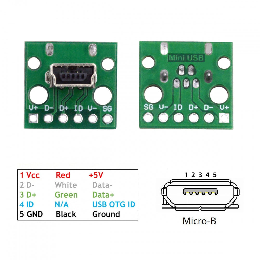 5pcs/set DIY OEM USB2.0 Mini-B Female Receptacle Socket Connector Vertical with PCB Mounting Assembly Solder Type 480Mbps