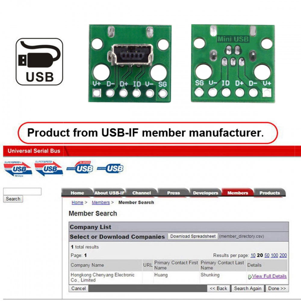 5pcs/set DIY OEM USB2.0 Mini-B Female Receptacle Socket Connector Vertical with PCB Mounting Assembly Solder Type 480Mbps