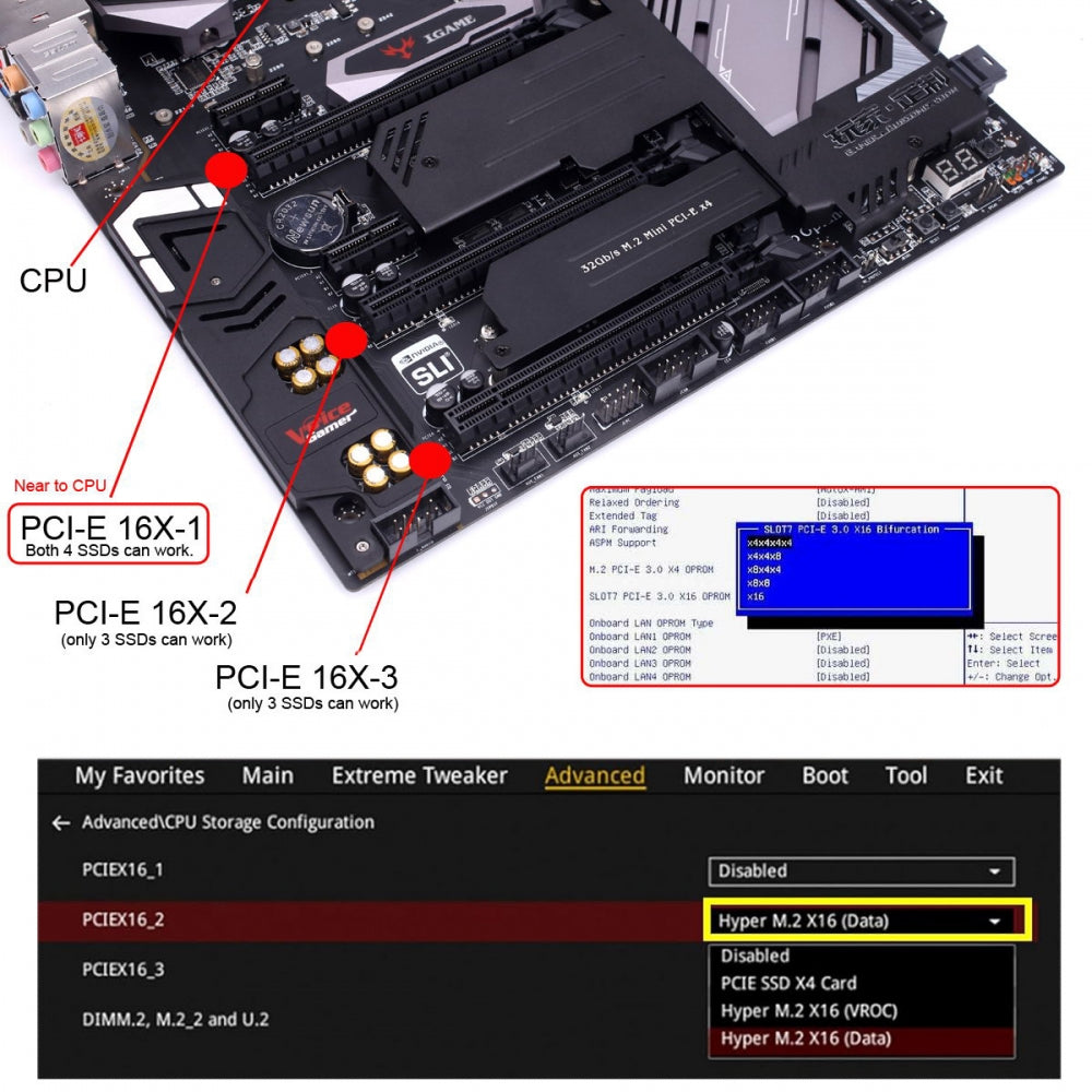 Dual MCIO 8i Mini Cool Edge IO SFF-TA-1016 to PCIE5.0 PCI-Express 16x VROC Adapter for Mainboard SSD Graphics Card