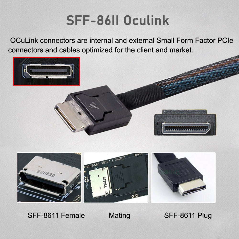 PCI-Express 4.0 PCIE 16x Detachable to Four Oculink SFF-8612 SFF-8611 Internal VROC Raid0 Adapter for U.2 SSD eGPU External Graphics Card Dock
