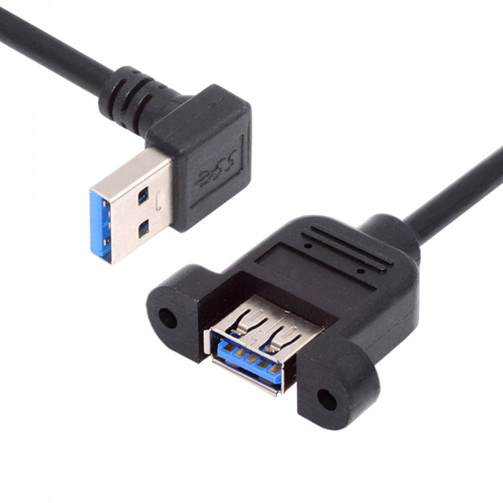Down Angled USB 3.0 Male to Female Type-A Panel Type Header Cable 90 Degree Connector 30cm