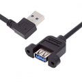 Left Angled USB 3.0 Male to Female Type-A Panel Type Header Cable 90 Degree Connector 30cm