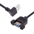Up Angled USB 3.0 Male to Female Type-A Panel Type Header Cable 90 Degree Connector 30cm