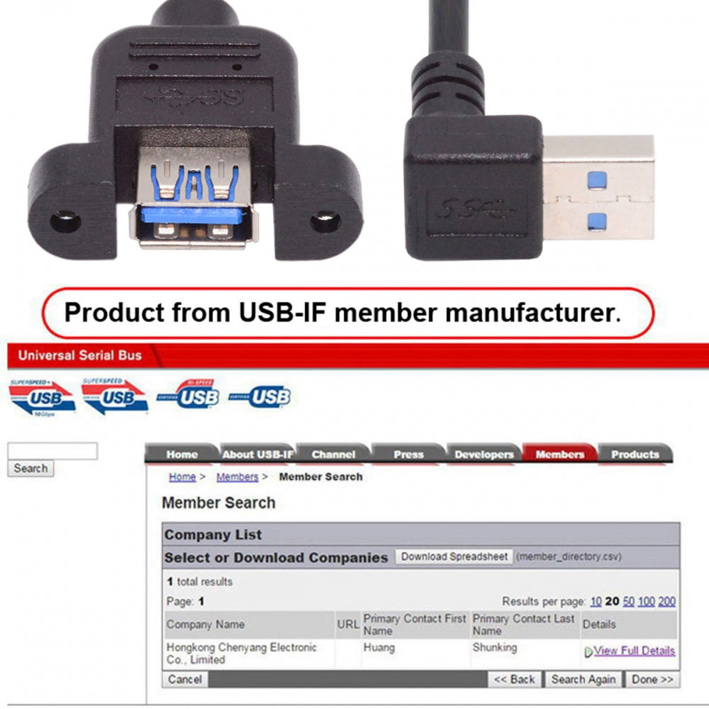 Up Angled USB 3.0 Male to Female Type-A Panel Type Header Cable 90 Degree Connector 30cm