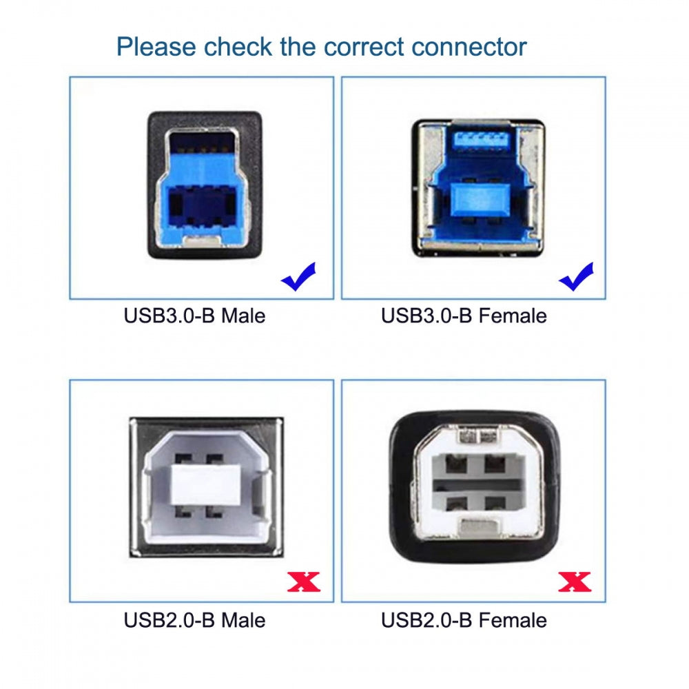 USB 3.0 Type-B Female to USB3.0 Type-B Male Cable Extension 5Gbps for Disk SSD Camera Data 30cm