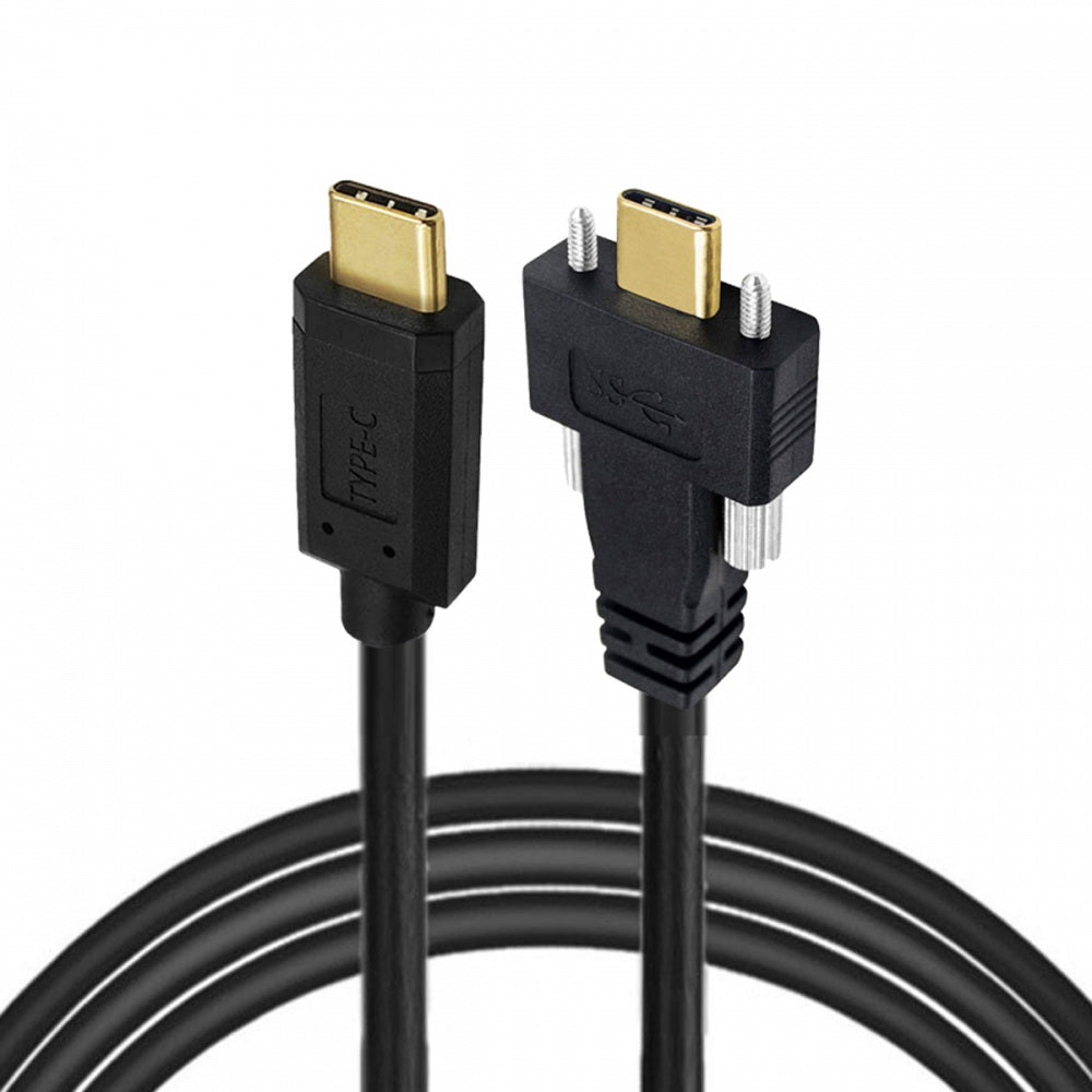 USB 3.1 Type-C Male to Dual Thumbscrew Locking USB-C 10Gbps Data 4K Cable Panel Mount Type