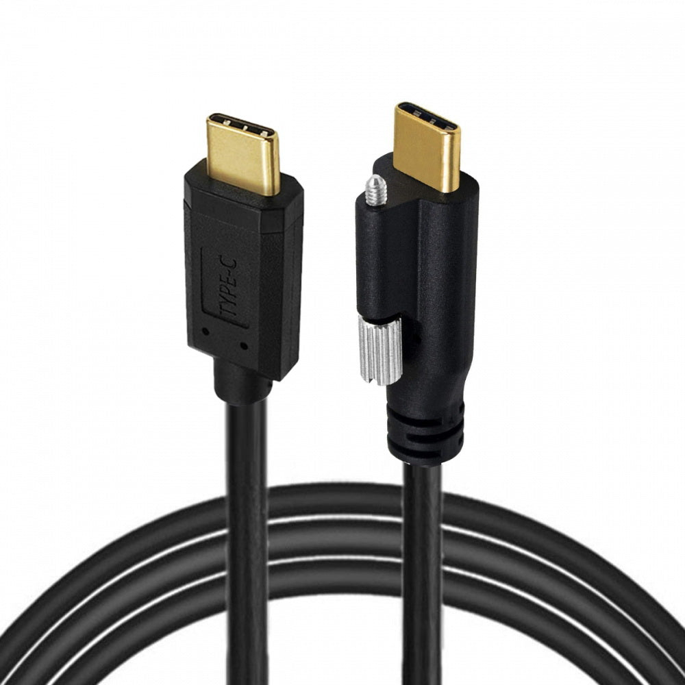 USB 3.1 Type-C Male to Single Thumbscrew Locking USB-C 10Gbps Data 4K Cable Panel Mount Type