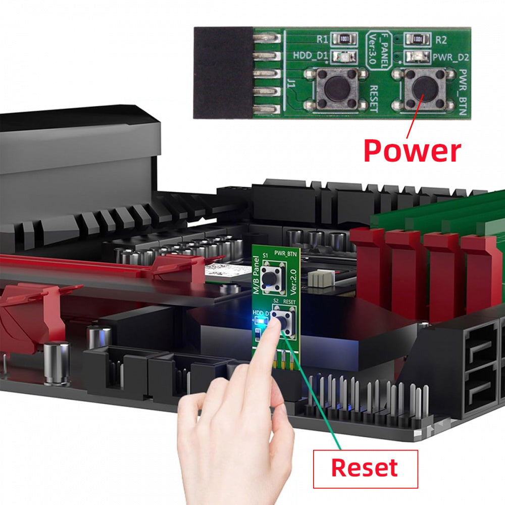 Reset Power Jumper for Computer Mainboard 10Pin Switching Board Adapter With Button For Maintenance Task