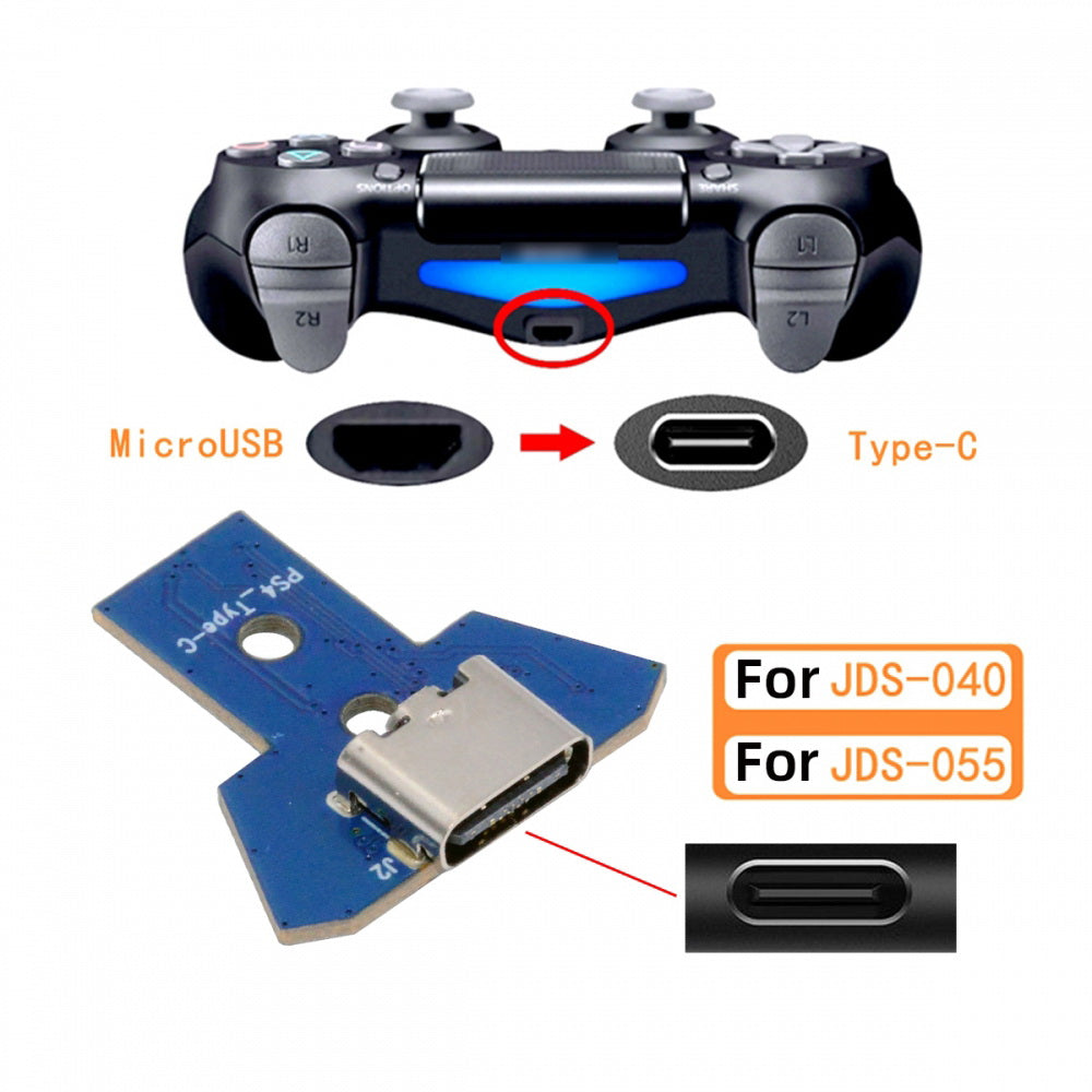 DIY Solder Type-C Female Socket Replace Micro-USB 5Pin for PS4 DualShock JDS-040 JDS-055 Repair Part Board Connector Module
