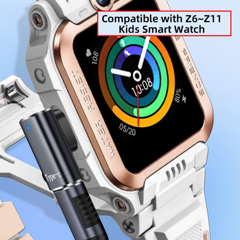 2pcs/lot Magnetic Smart Watch Charging Adapter Horizontal USB Type-C to 2-Pin Compatible with IMOO Z6 Z6S Z6Pro Z7 Z7A Z7S Z8 Z8A Z9 Z10 Z11